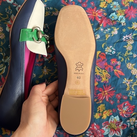 Brand New Ferca 81 Genuine Leather Ivory Blue Green Slip On Flats Buckle Loafers - Picture 10 of 16